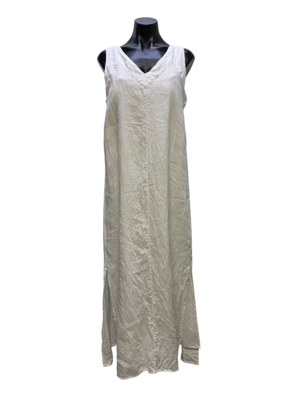 DKNY Pure White Linen Sleeveless Maxi Dress Size M